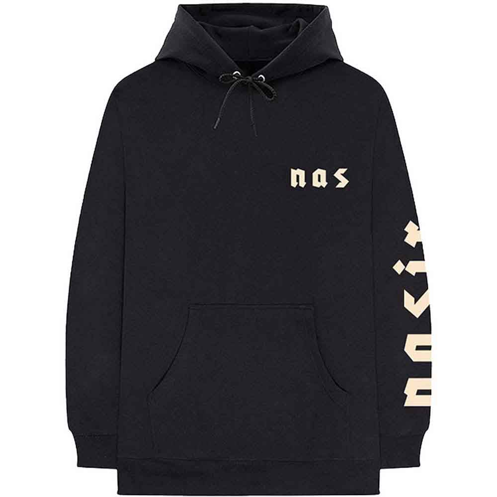 Nas Unisex Pullover Hoodie: Symbols (Black) (Back Print)