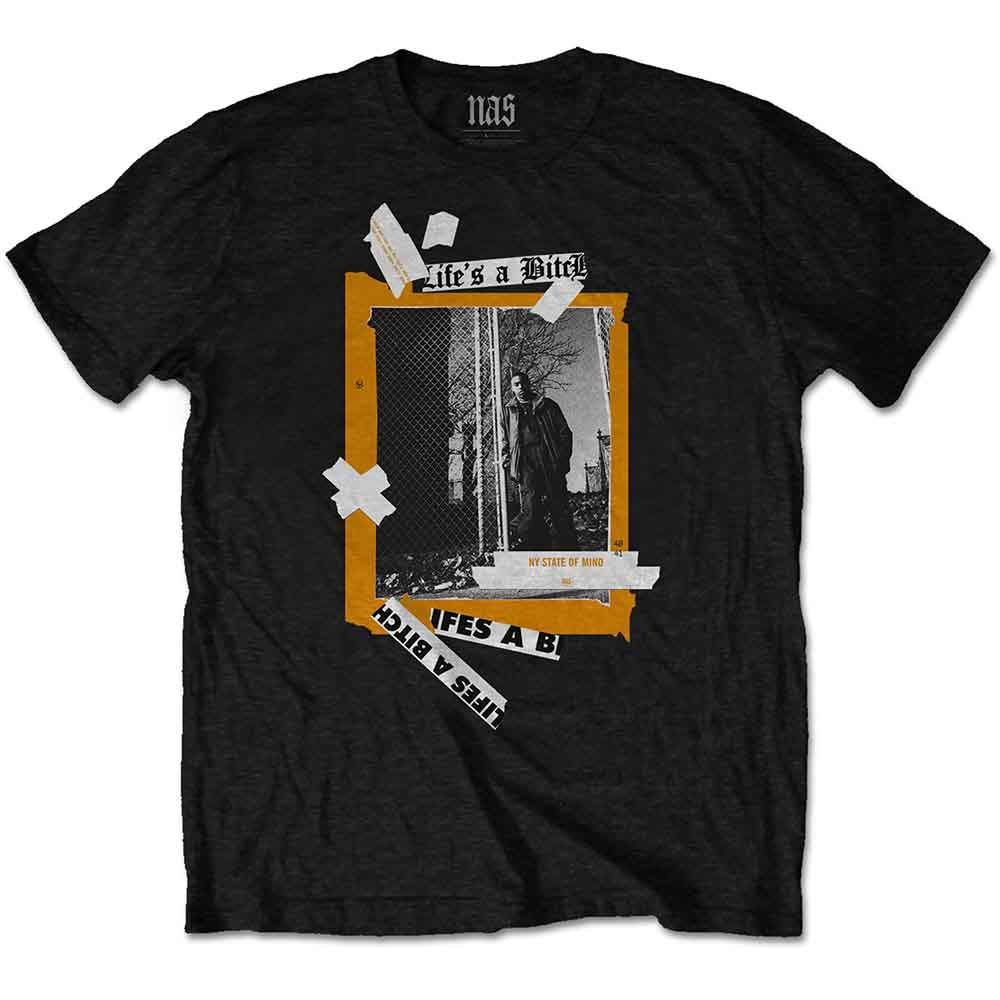 Nas Unisex T-Shirt: Life's a Bitch (Black) (Back Print)