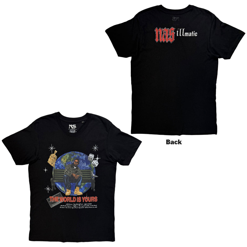 Nas Unisex T-Shirt: The World Is Yours (Black) (Back Print)