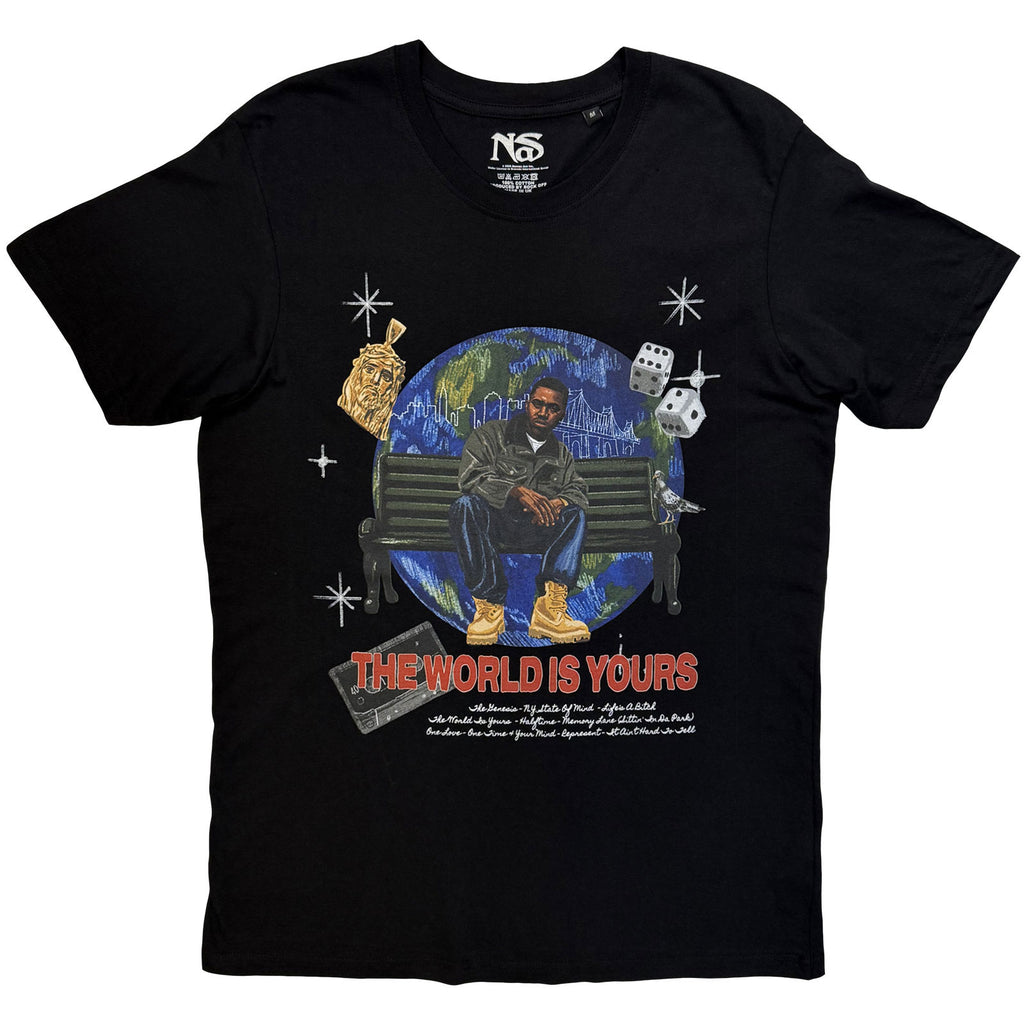 Nas Unisex T-Shirt: The World Is Yours (Black) (Back Print)