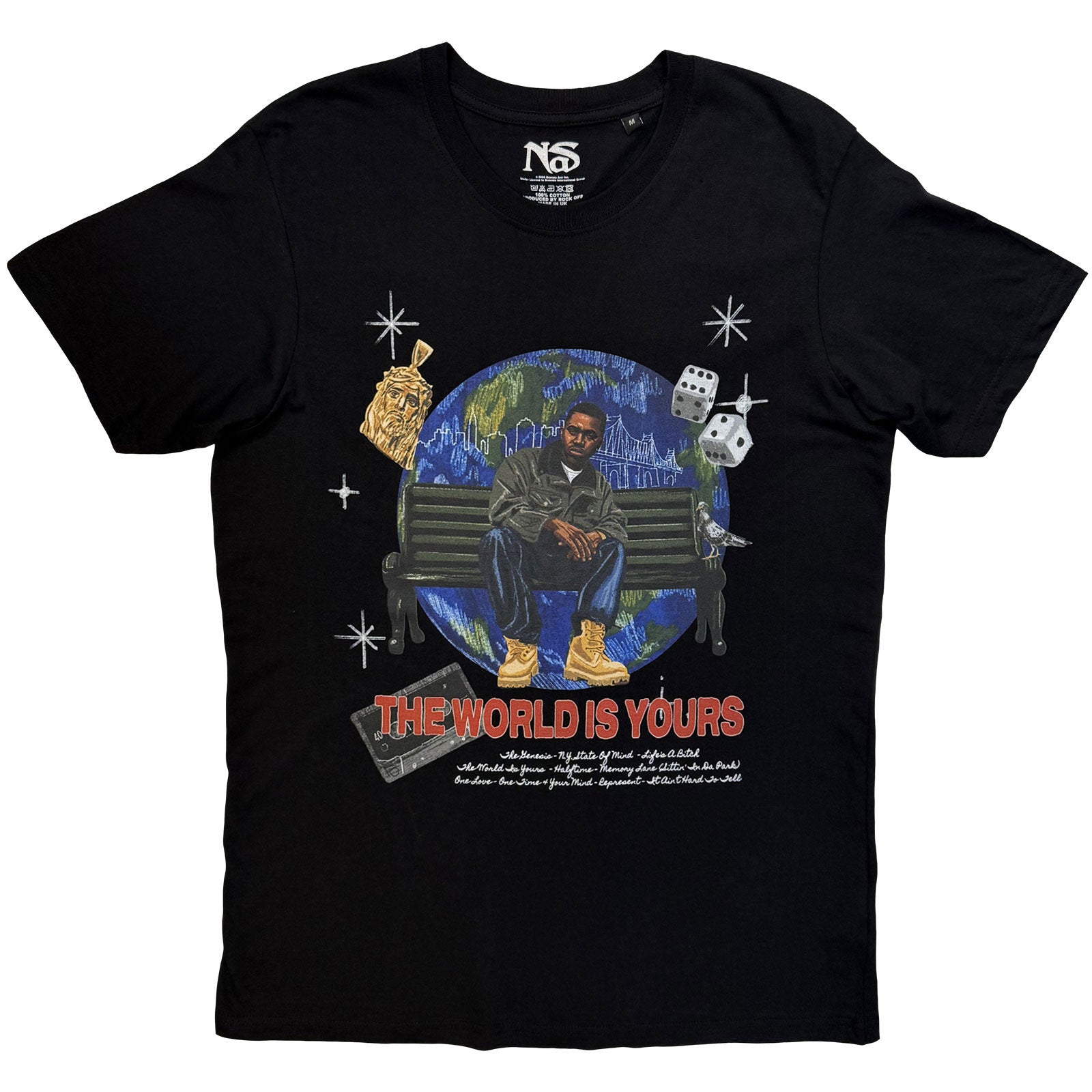 Nas Unisex T-Shirt: The World Is Yours (Black) (Back Print)