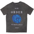 New Order Unisex Stone Wash T-Shirt: Substance 1987 (Charcoal Grey)