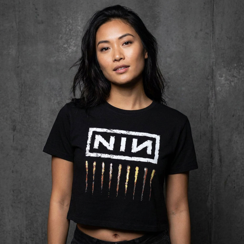 Nine Inch Nails Ladies Crop Top: Downward Spiral (Black)