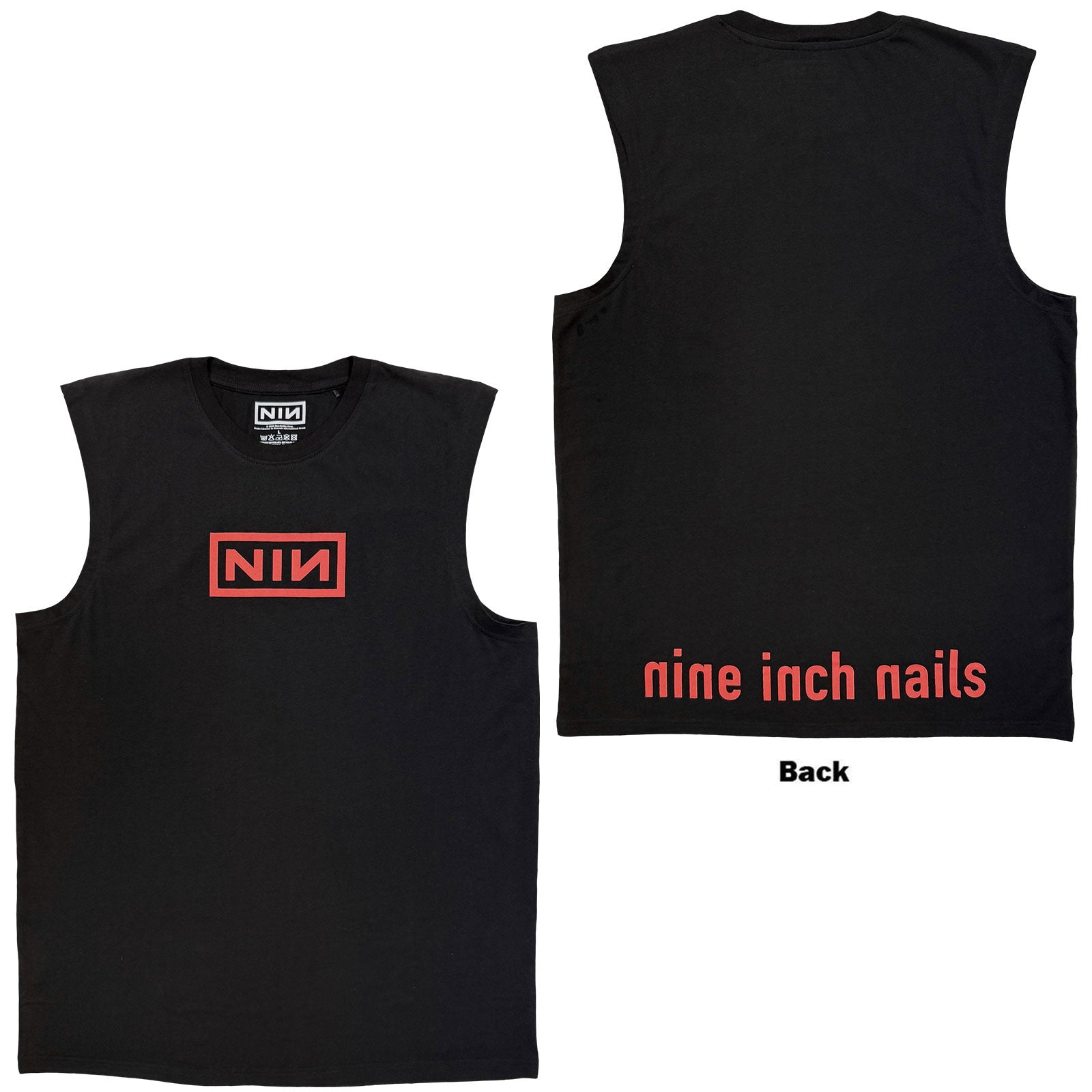 Nine Inch Nails Unisex Vest T-Shirt: Red Logos (Black) (Back Print)