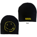 Nirvana Unisex Beanie Hat: Happy Face (Black) (Back Print)