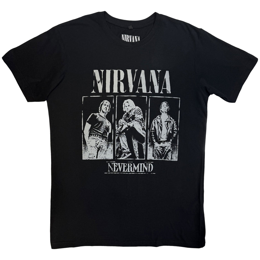 Nirvana Unisex Premium Carbon T-Shirt: Nevermind Tracklist (Black) (Back Print)