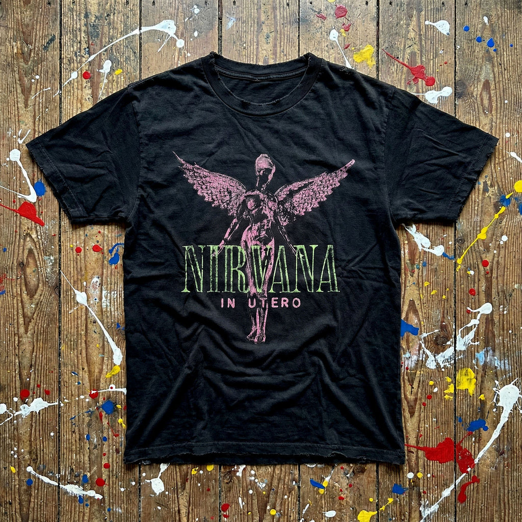 Nirvana Unisex Premium Carbon T-Shirt: In Utero Purple Angel (Black)