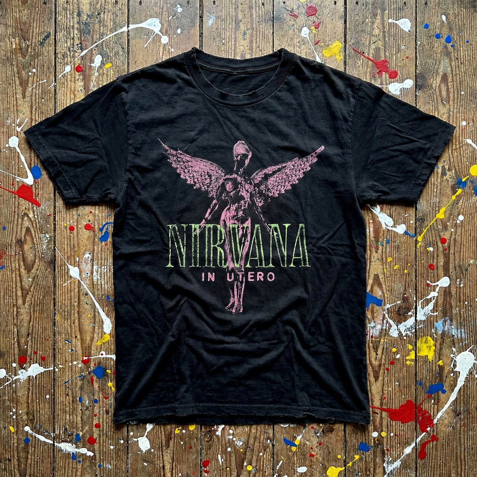 Nirvana Unisex Premium Carbon T-Shirt: In Utero Purple Angel (Black)