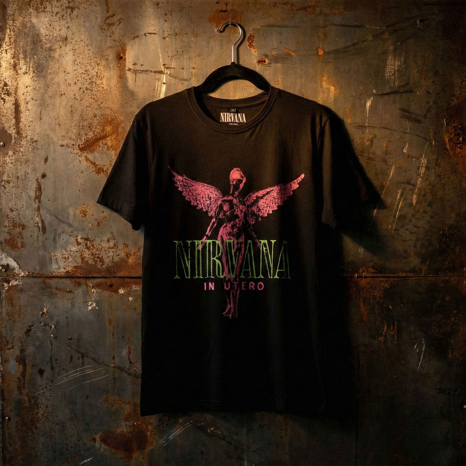Nirvana Unisex Premium Carbon T-Shirt: In Utero Purple Angel (Black)