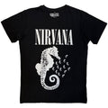 Nirvana Unisex Premium Carbon T-Shirt: Seahorse & Logo Mono (Black)