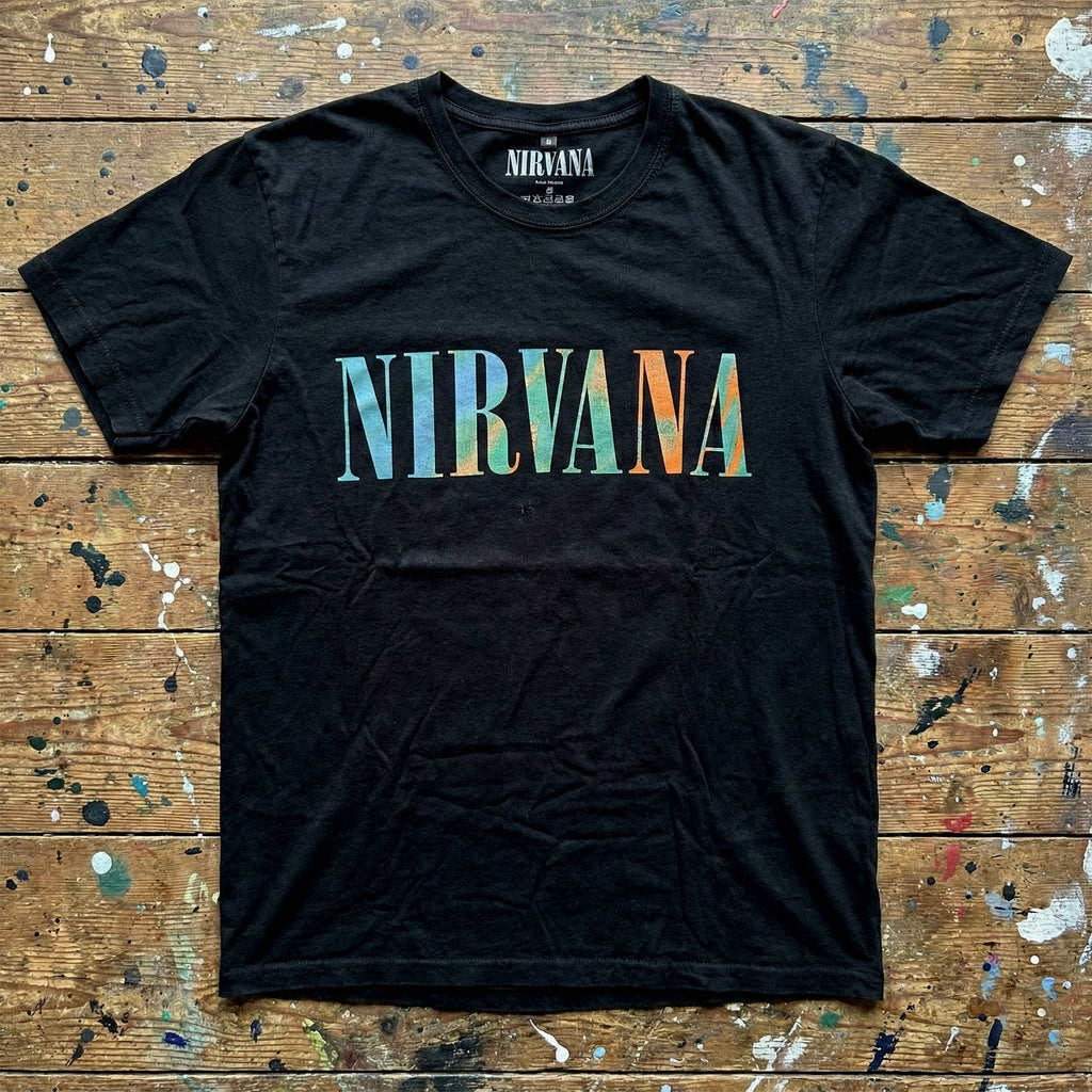 Nirvana Unisex Premium Carbon T-Shirt: In Utero Angel Swirl (Black) (Back Print)