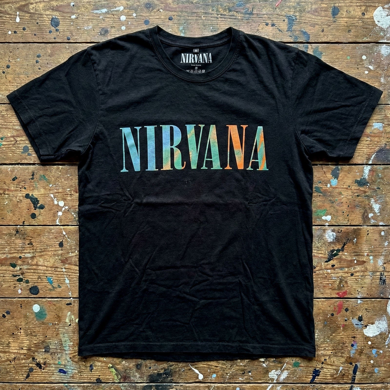 Nirvana Unisex Premium Carbon T-Shirt: In Utero Angel Swirl (Black) (Back Print)