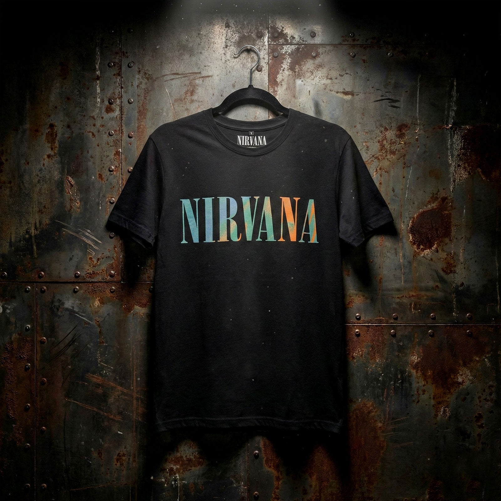 Nirvana Unisex Premium Carbon T-Shirt: In Utero Angel Swirl (Black) (Back Print)