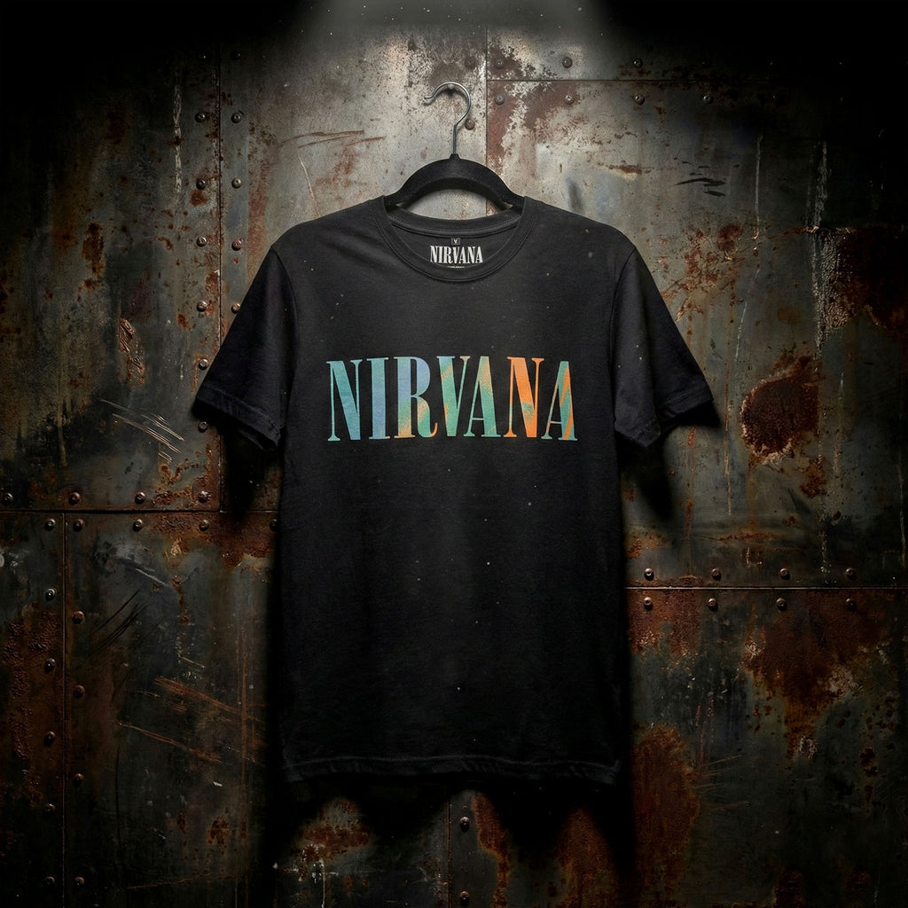 Nirvana Unisex Premium Carbon T-Shirt: In Utero Angel Swirl (Black) (Back Print)