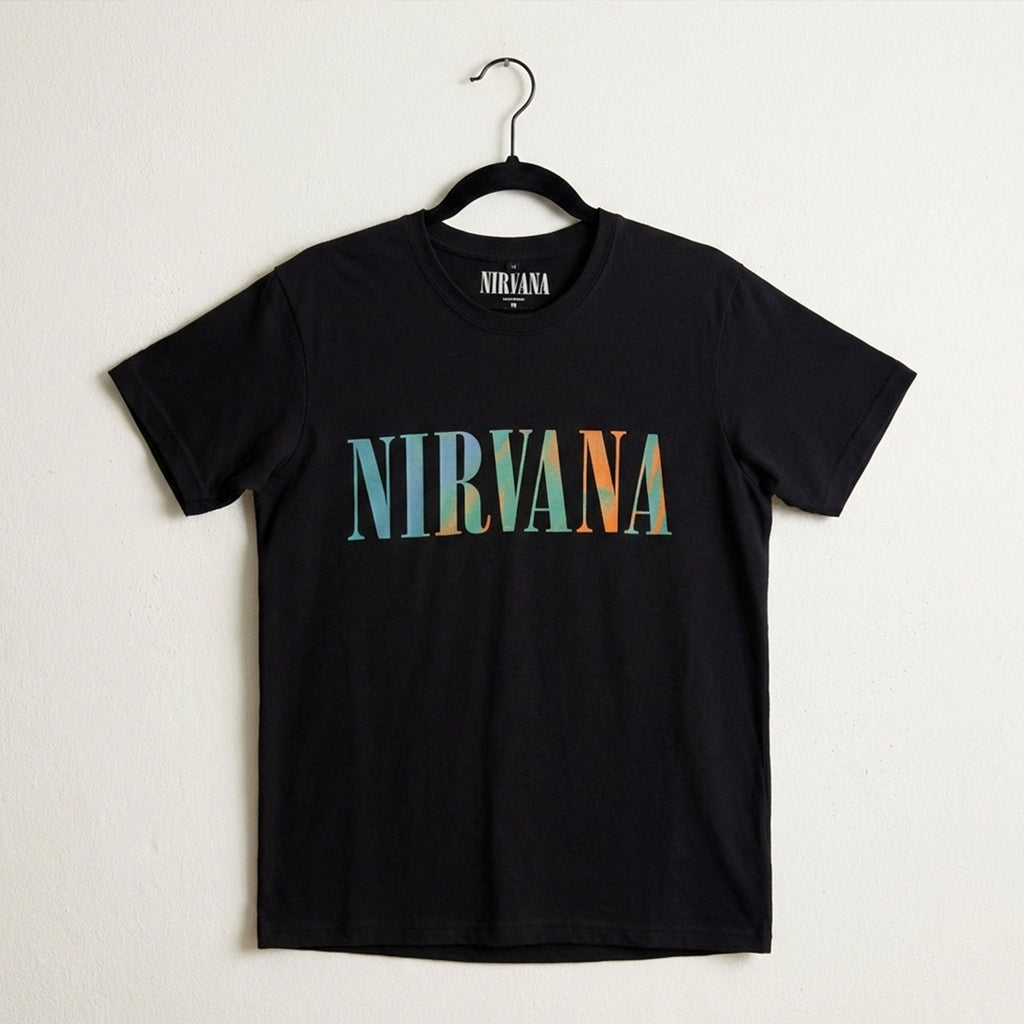 Nirvana Unisex Premium Carbon T-Shirt: In Utero Angel Swirl (Black) (Back Print)
