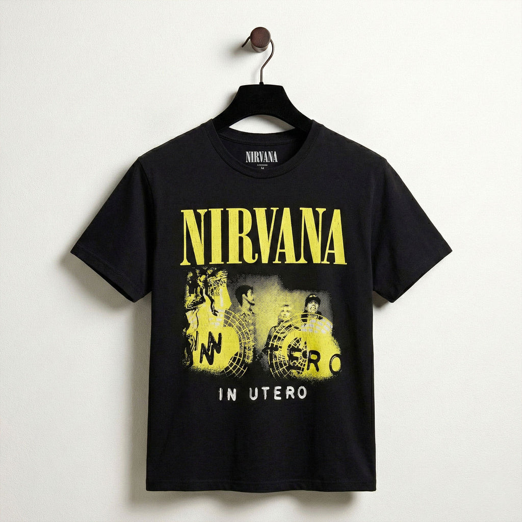 Nirvana Unisex Premium Carbon T-Shirt: In Utero Band Photo (Black)