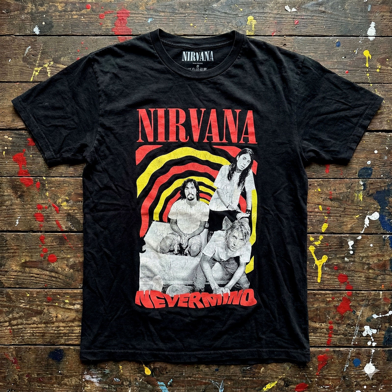 Nirvana Unisex Premium Carbon T-Shirt: Nevermind Bath Tub (Black) (Back Print)