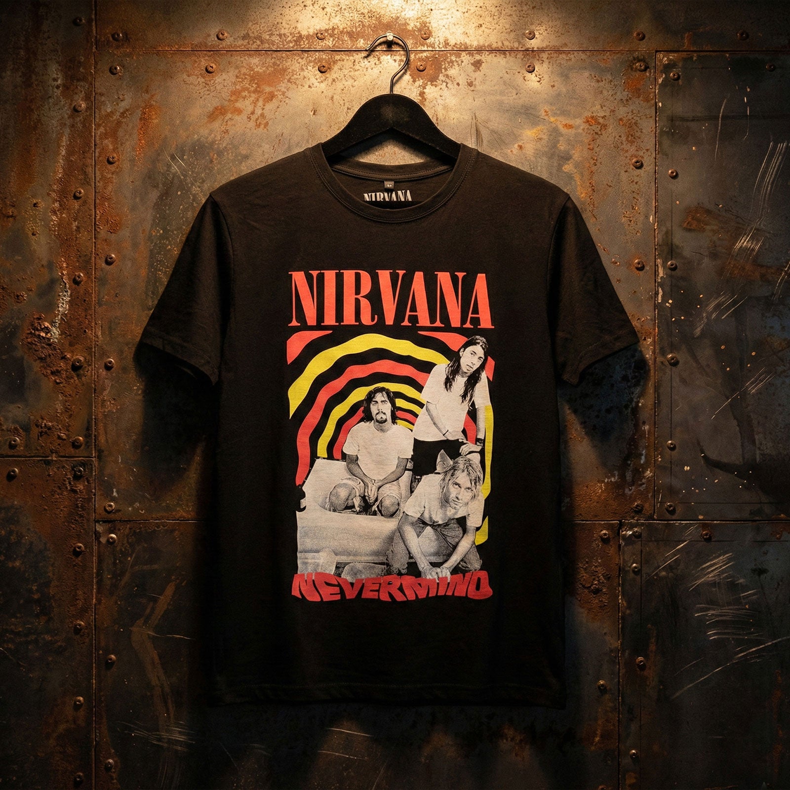 Nirvana Unisex Premium Carbon T-Shirt: Nevermind Bath Tub (Black) (Back Print)