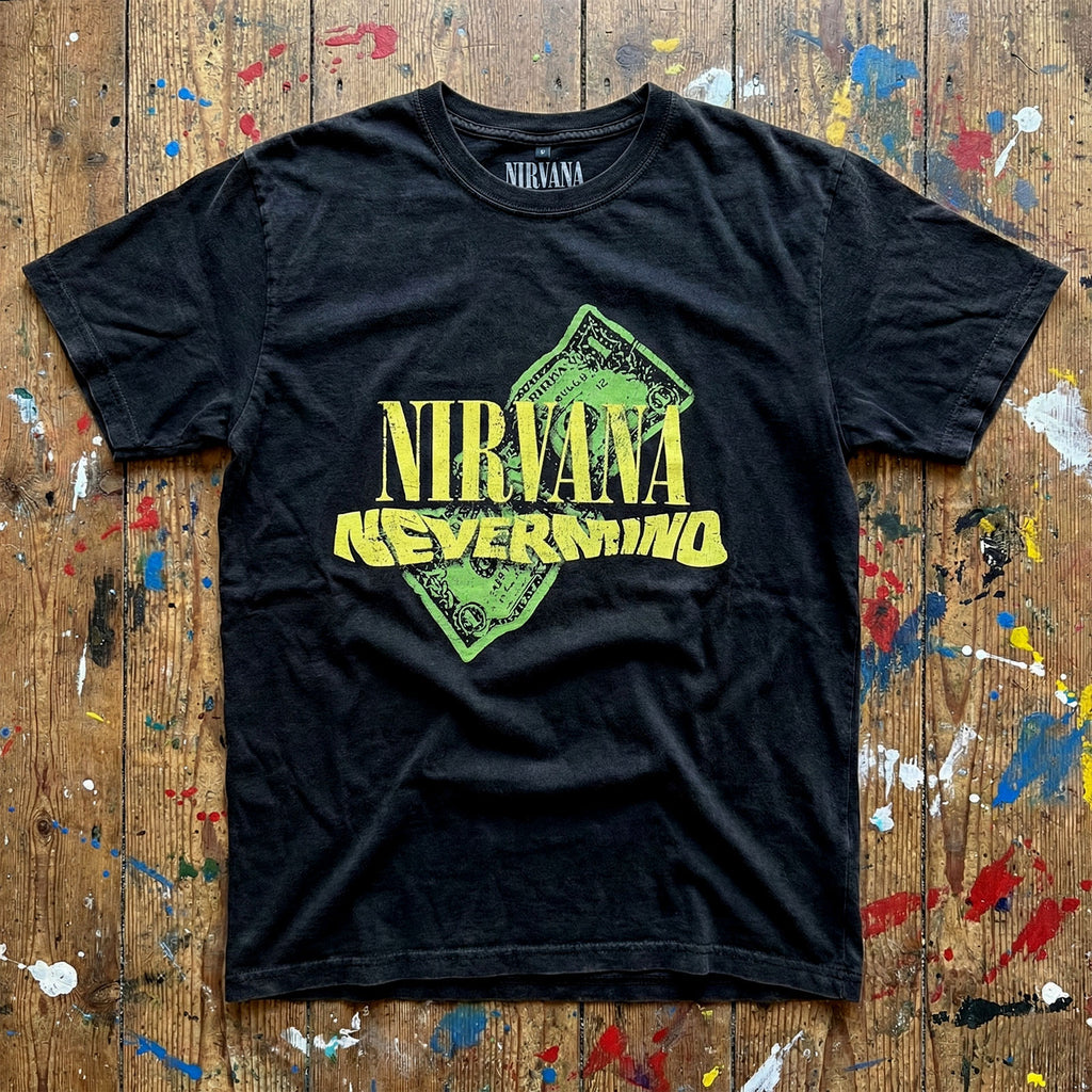 Nirvana Unisex Premium Carbon T-Shirt: Nevermind Dollar (Black)