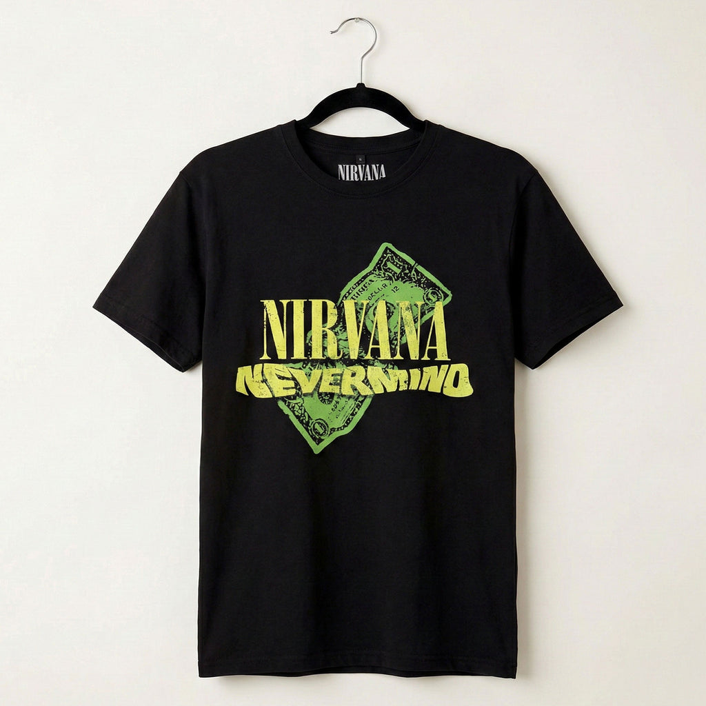 Nirvana Unisex Premium Carbon T-Shirt: Nevermind Dollar (Black)