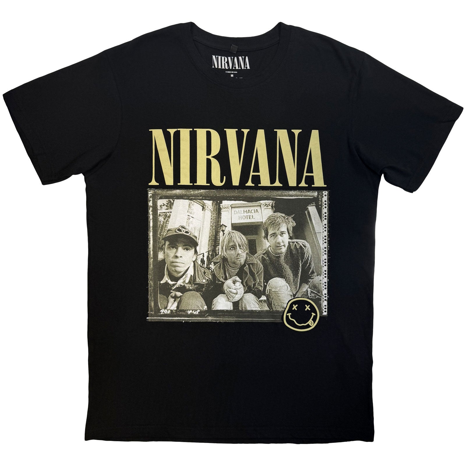 Nirvana Unisex Premium Carbon T-Shirt: Nevermind '91 Hotel Photo (Black) (Back Print)