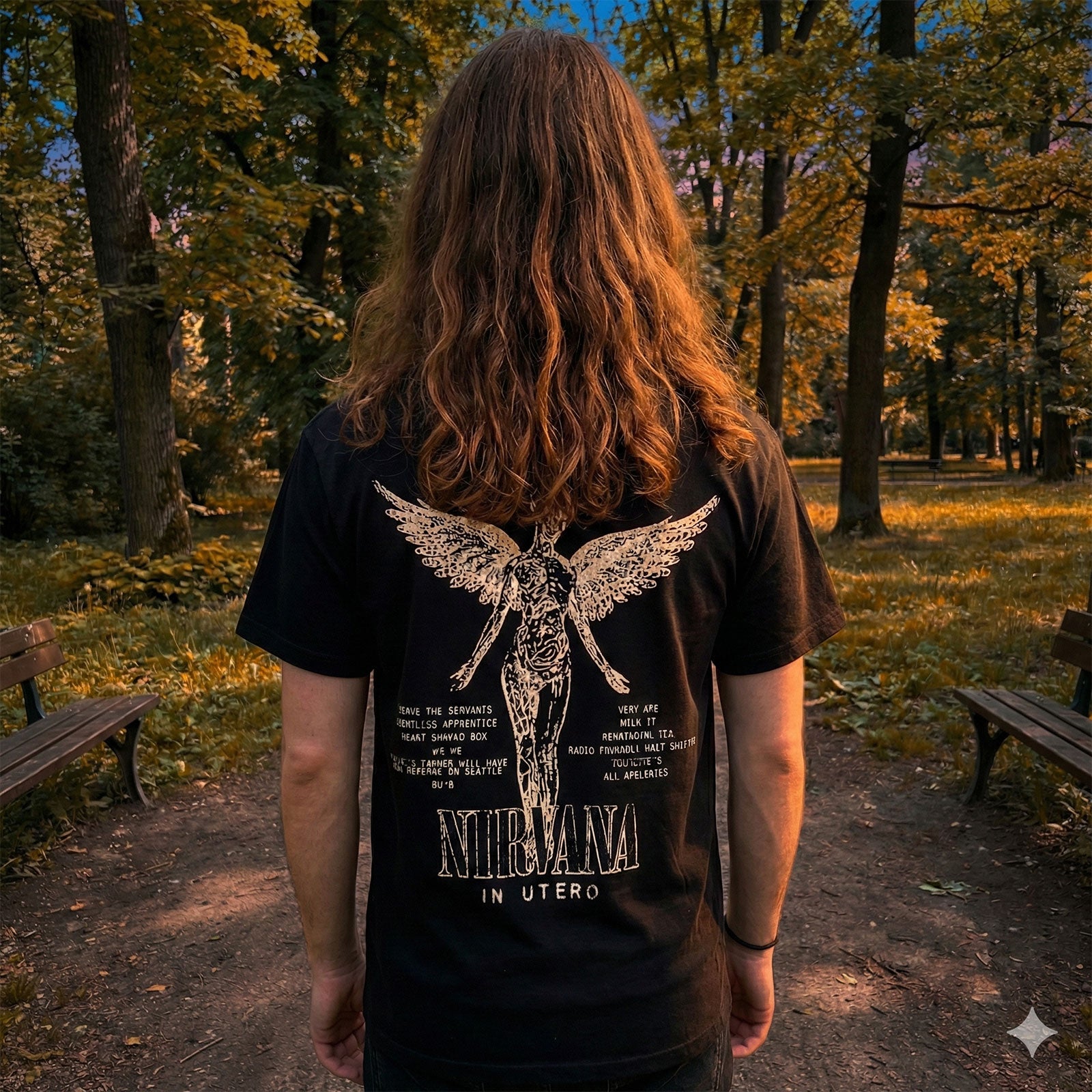 Nirvana Unisex Premium Carbon T-Shirt: In Utero Tracklist (Black) (Back Print)