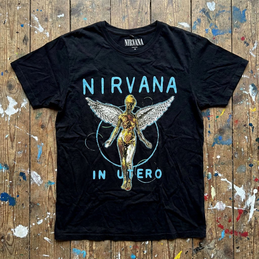 Nirvana Unisex Premium Carbon T-Shirt: In Utero Neon Blue (Black)