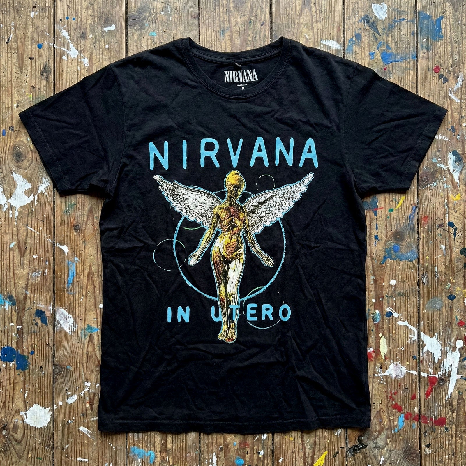 Nirvana Unisex Premium Carbon T-Shirt: In Utero Neon Blue (Black)