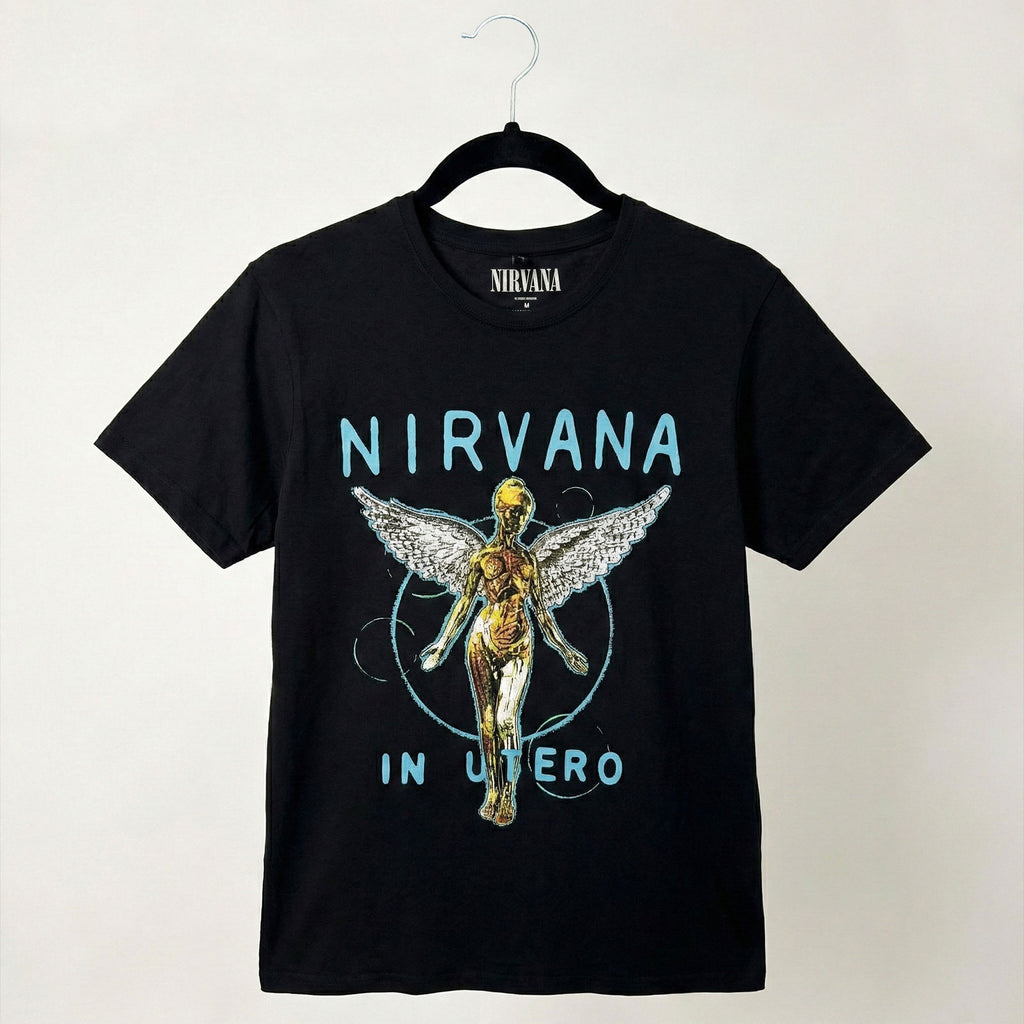 Nirvana Unisex Premium Carbon T-Shirt: In Utero Neon Blue (Black)