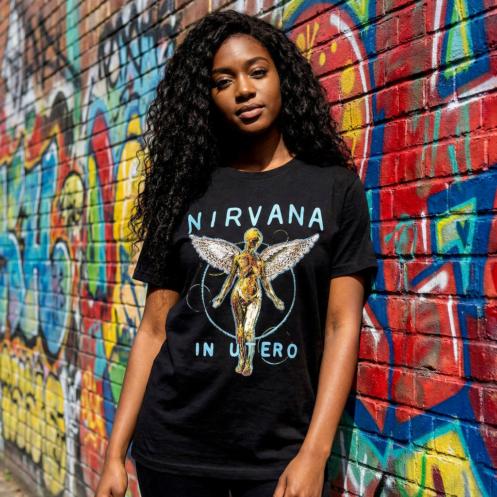 Nirvana Unisex Premium Carbon T-Shirt: In Utero Neon Blue (Black)