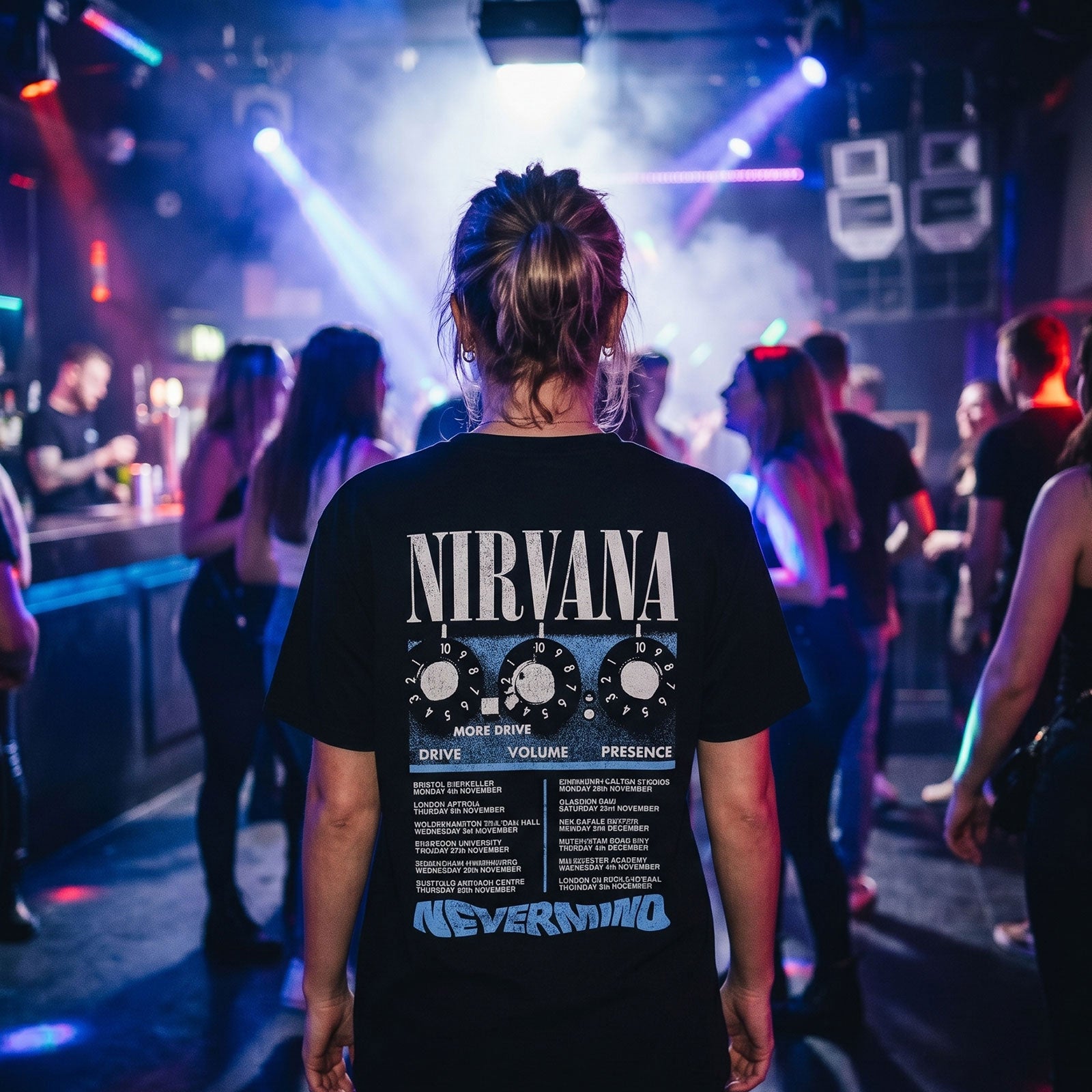 Nirvana Unisex Premium Carbon T-Shirt: More Drive (Black) (Back Print)