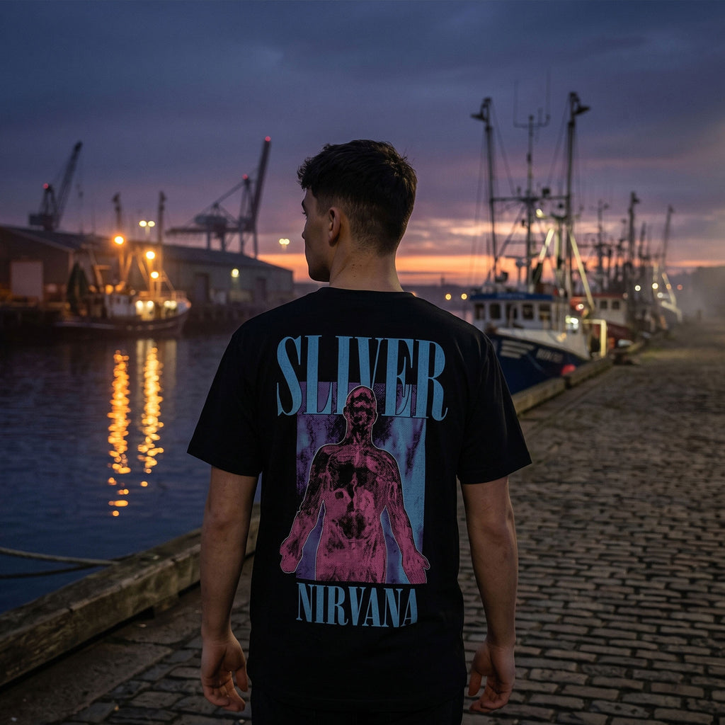 Nirvana Unisex Premium Carbon T-Shirt: Silver (Black) (Back Print)
