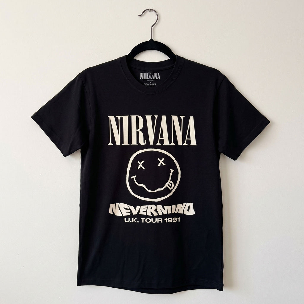 Nirvana Unisex Premium Carbon T-Shirt: Tour '91 (Black) (Back Print)