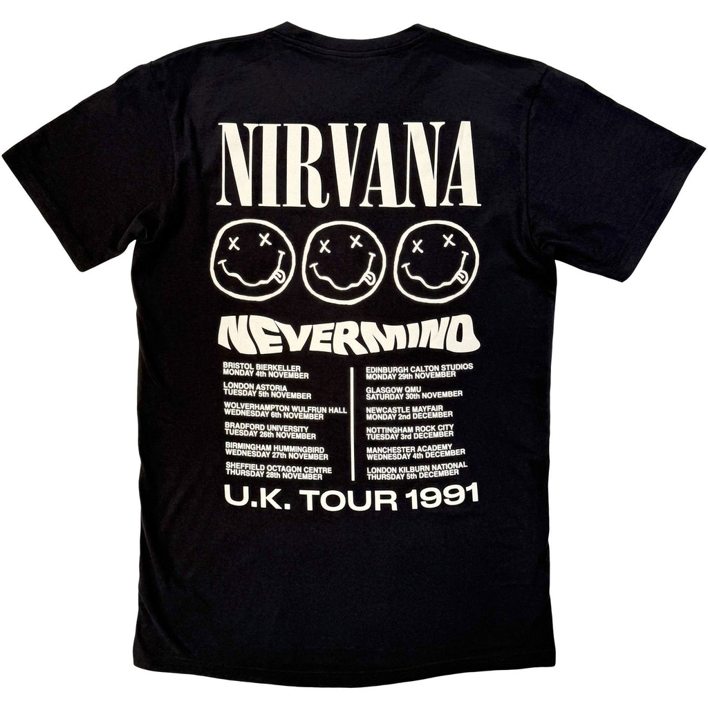 Nirvana Unisex Premium Carbon T-Shirt: Tour '91 (Black) (Back Print)