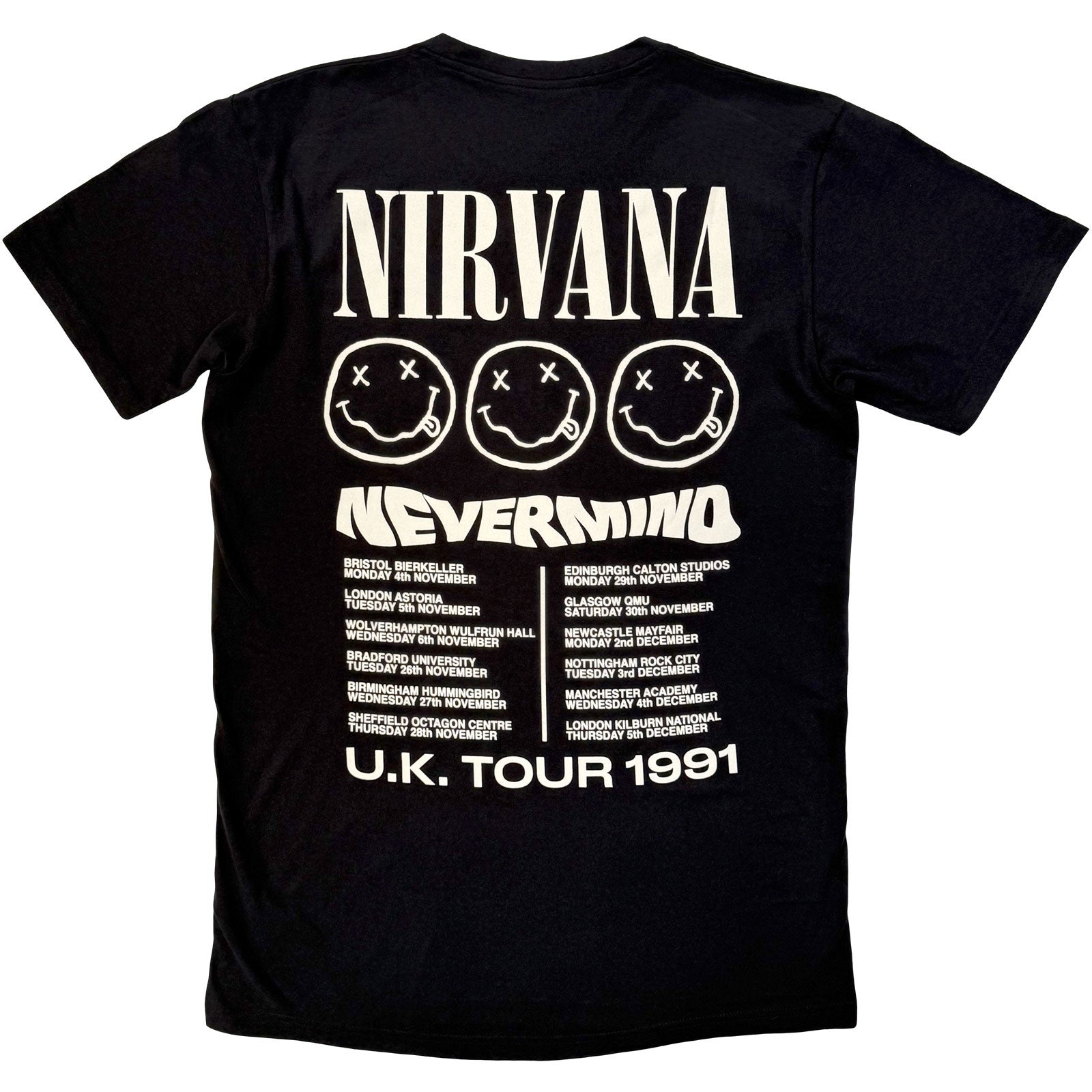 Nirvana Unisex Premium Carbon T-Shirt: Tour '91 (Black) (Back Print)