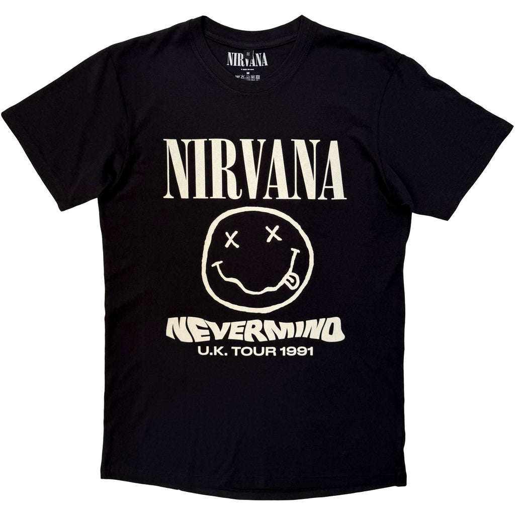 Nirvana Unisex Premium Carbon T-Shirt: Tour '91 (Black) (Back Print)