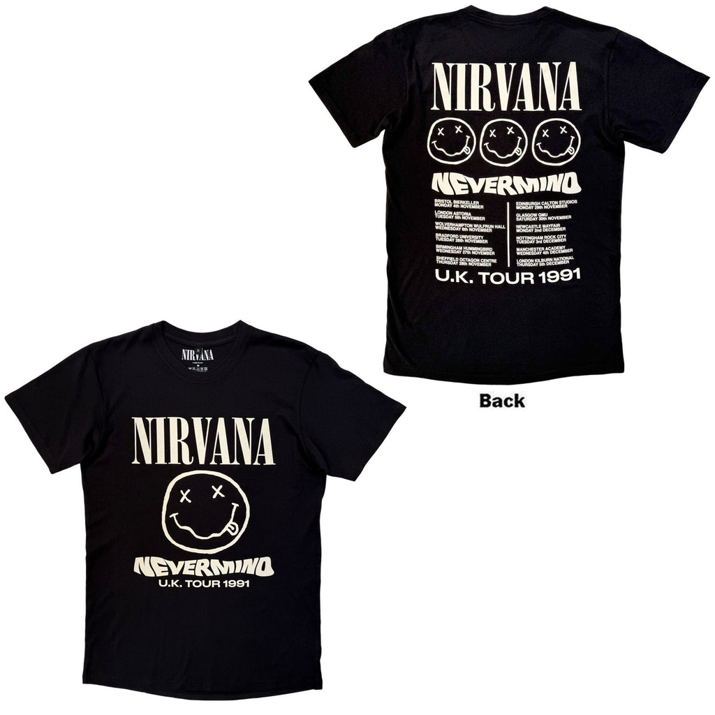 Nirvana Unisex Premium Carbon T-Shirt: Tour '91 (Black) (Back Print)