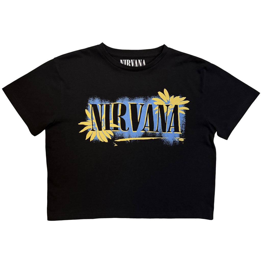 Nirvana Ladies Crop Top: All Apologies (Black) (Back Print)