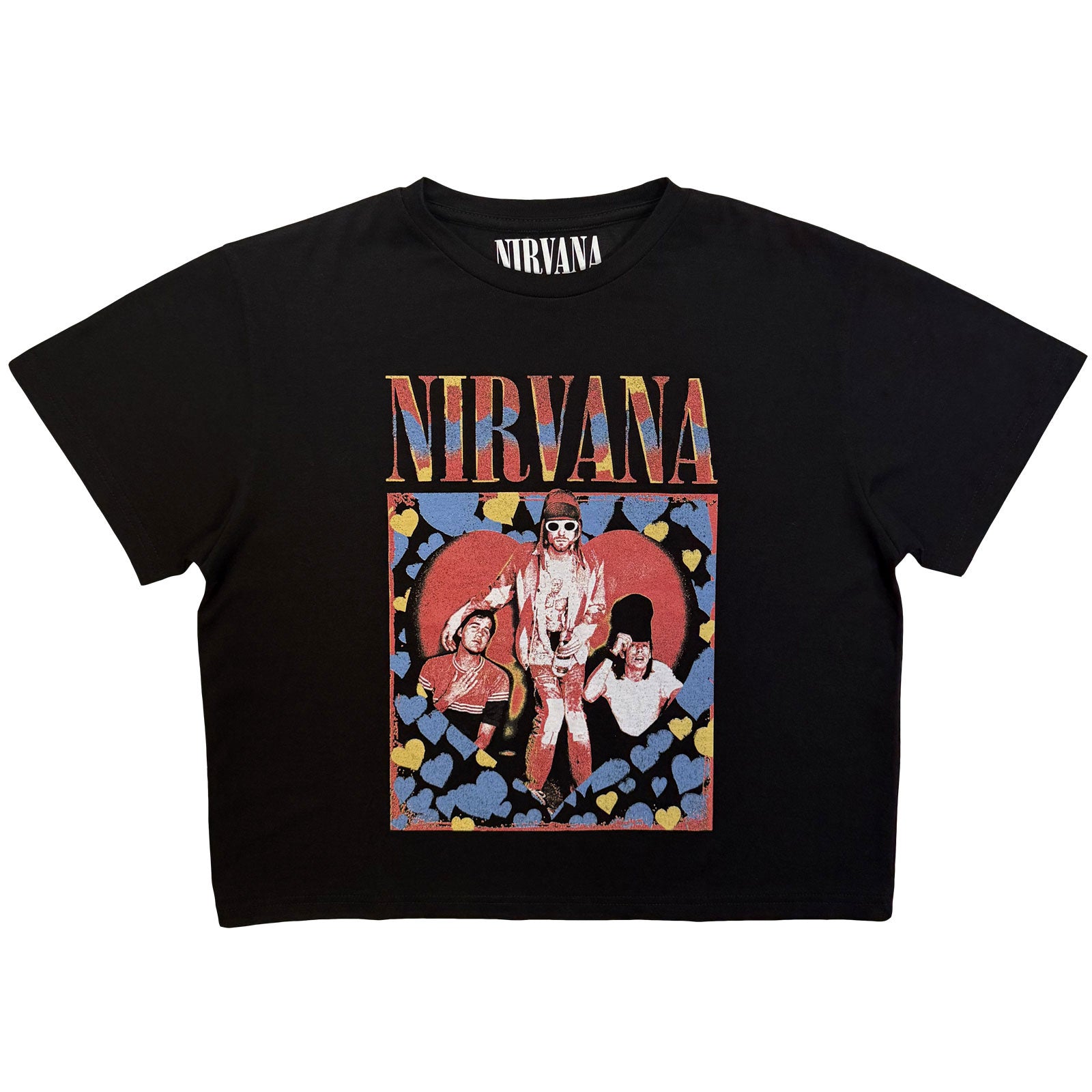 Nirvana Ladies Crop Top: Heart (Black)