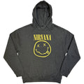 Nirvana Unisex Pullover Hoodie: Yellow Happy Face (Charcoal Grey) (LOS)