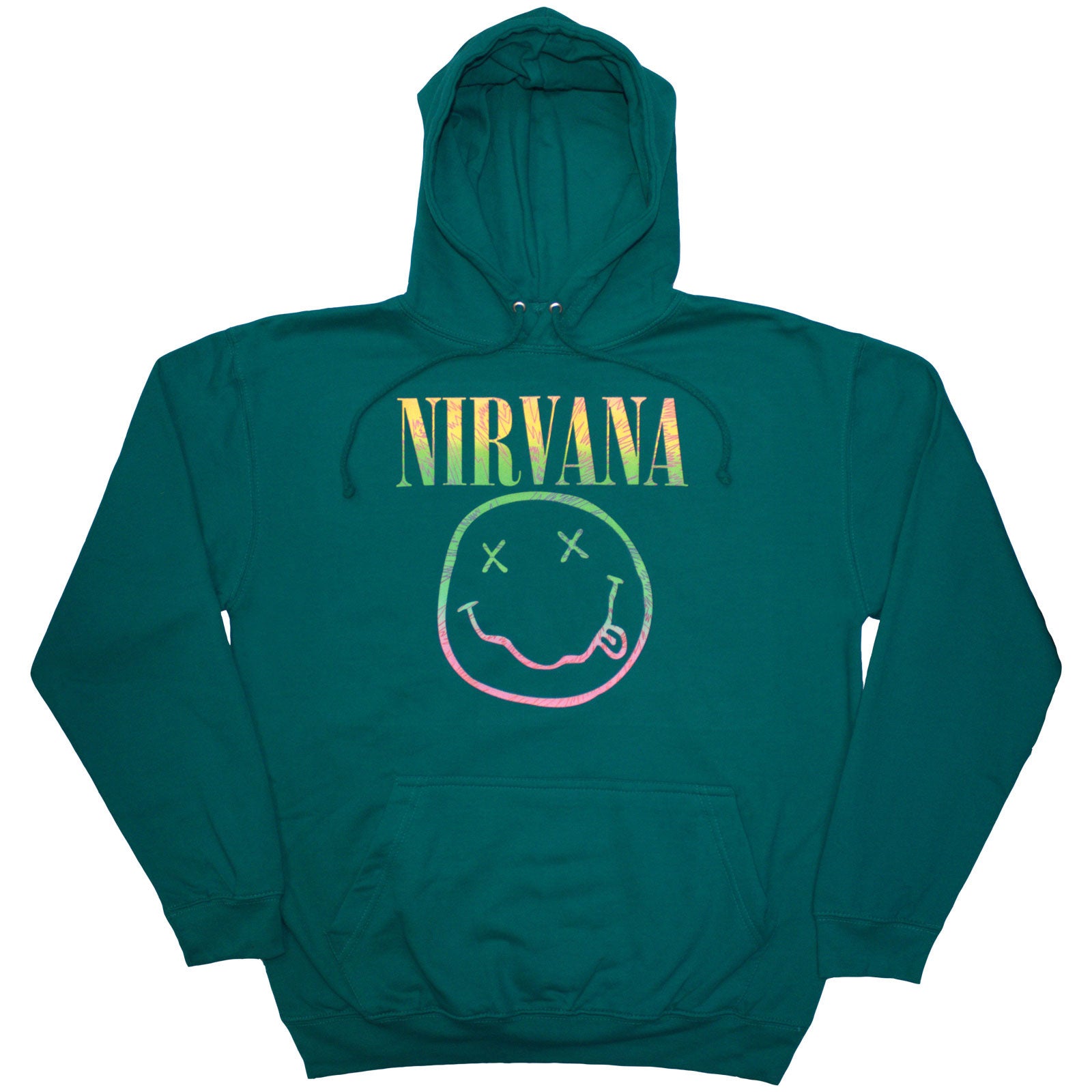 Nirvana Unisex Pullover Hoodie: Sorbet Ray Happy Face (Turquoise Blue)