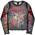 Nirvana Ladies Long Sleeve Mesh Crop Top: In Utero Vintage Collage (Black)
