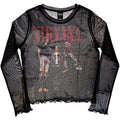 Nirvana Ladies Long Sleeve Mesh Crop Top: In Utero Band Photo (Black)
