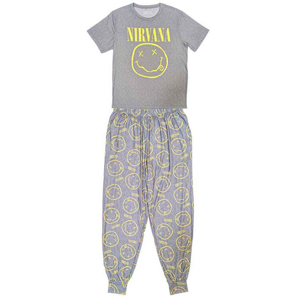 Nirvana Unisex Pyjamas: Yellow Smile (Grey)