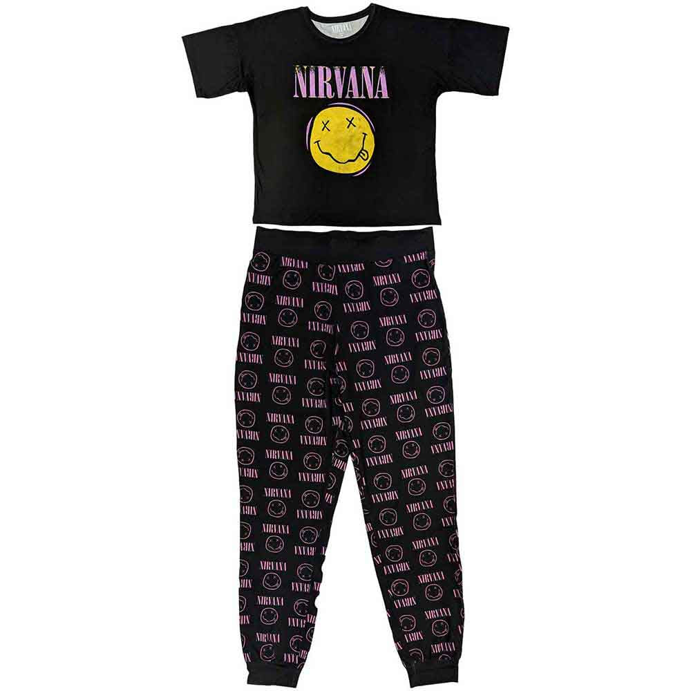 Nirvana Ladies Pyjamas: Xerox Smile Pink (Black)