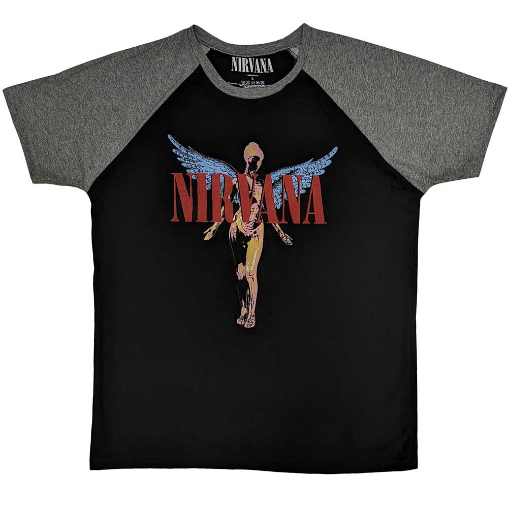 Nirvana Unisex Raglan T-Shirt: Angelic (Black & Grey)