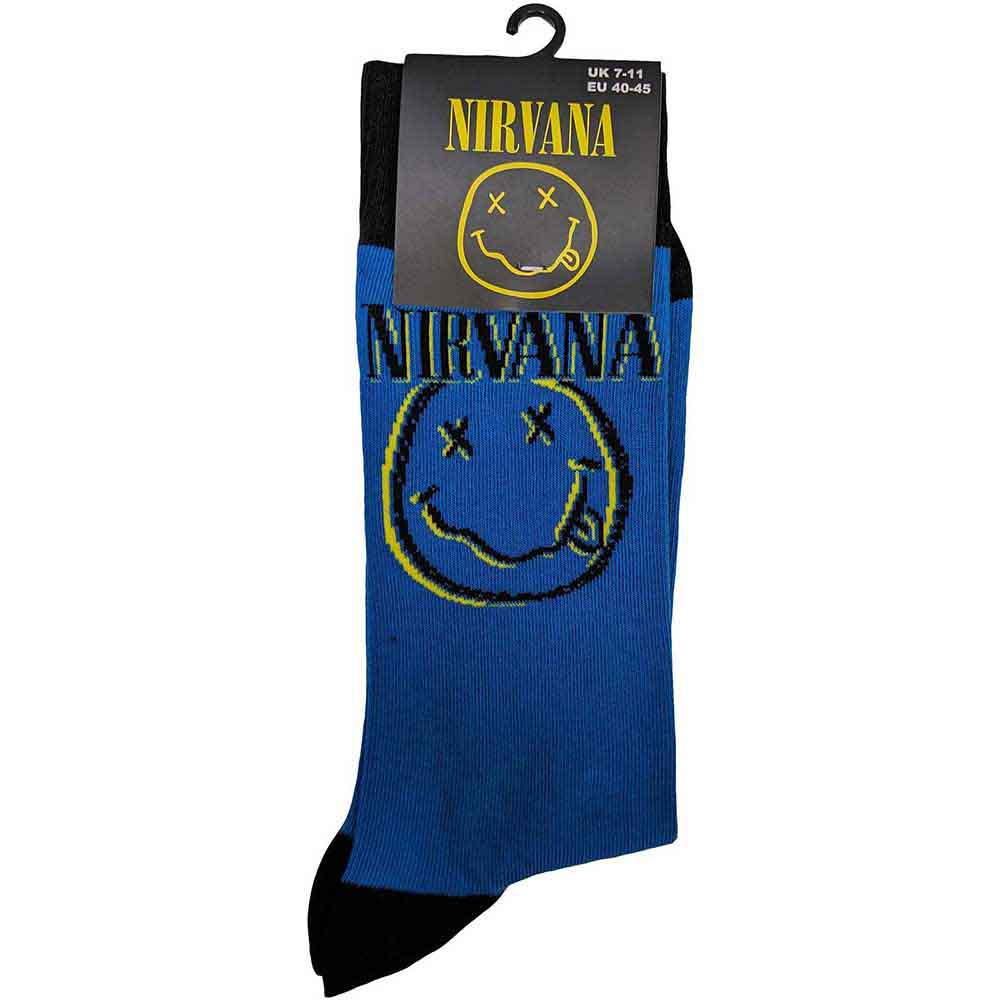 Nirvana Unisex Ankle Socks: Inverse Happy Face (Blue) (UK Size 7 - 11)