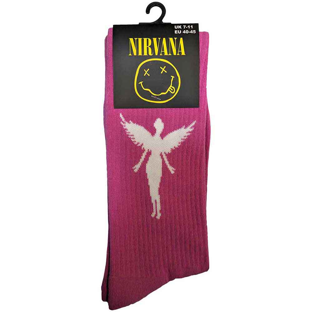 Nirvana Unisex Terry Socks: In Utero White Angel (Pink) (UK Size 7 - 11)