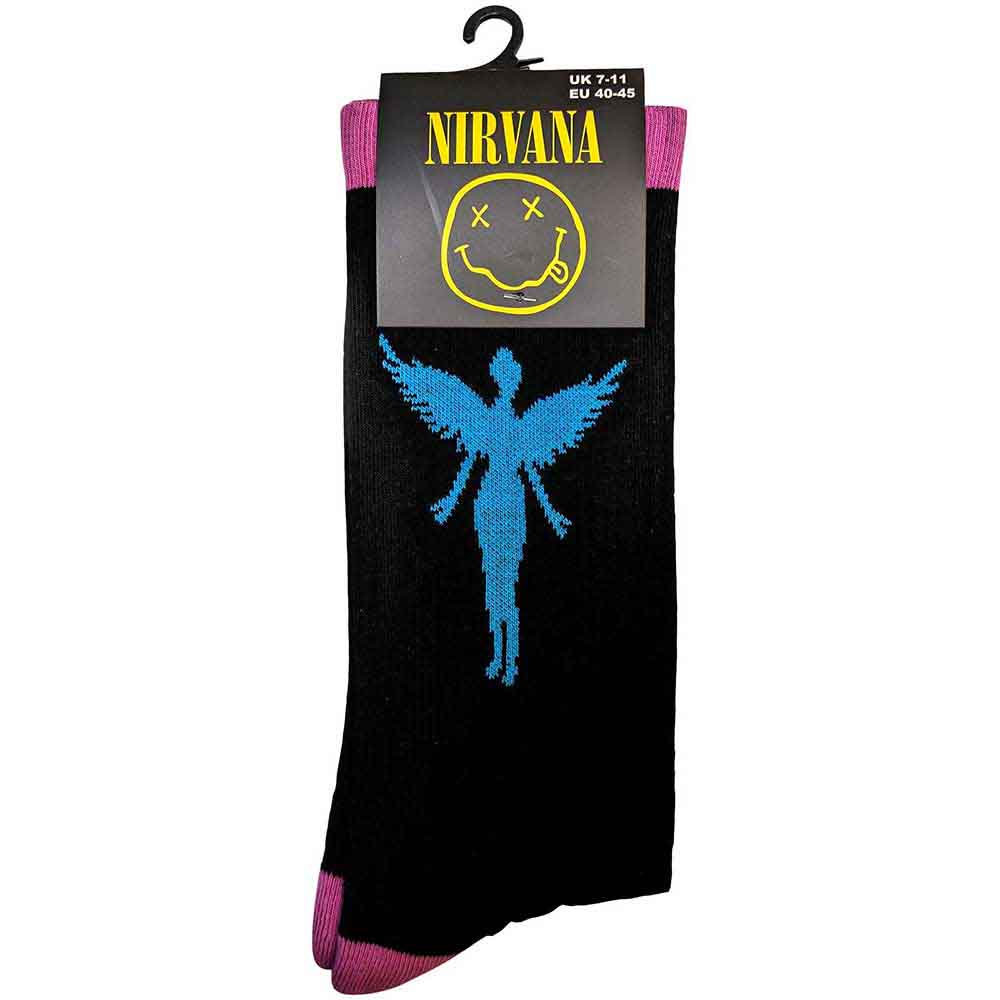 Nirvana Unisex Terry Socks: In Utero Blue Angel (Black) (UK Size 7 - 11)