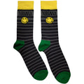 Nirvana Unisex Ankle Socks: Happy Face & Logo Stripes (Grey) (UK Size 6 - 11)